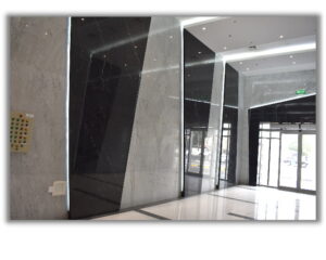 entrance of building made with marble